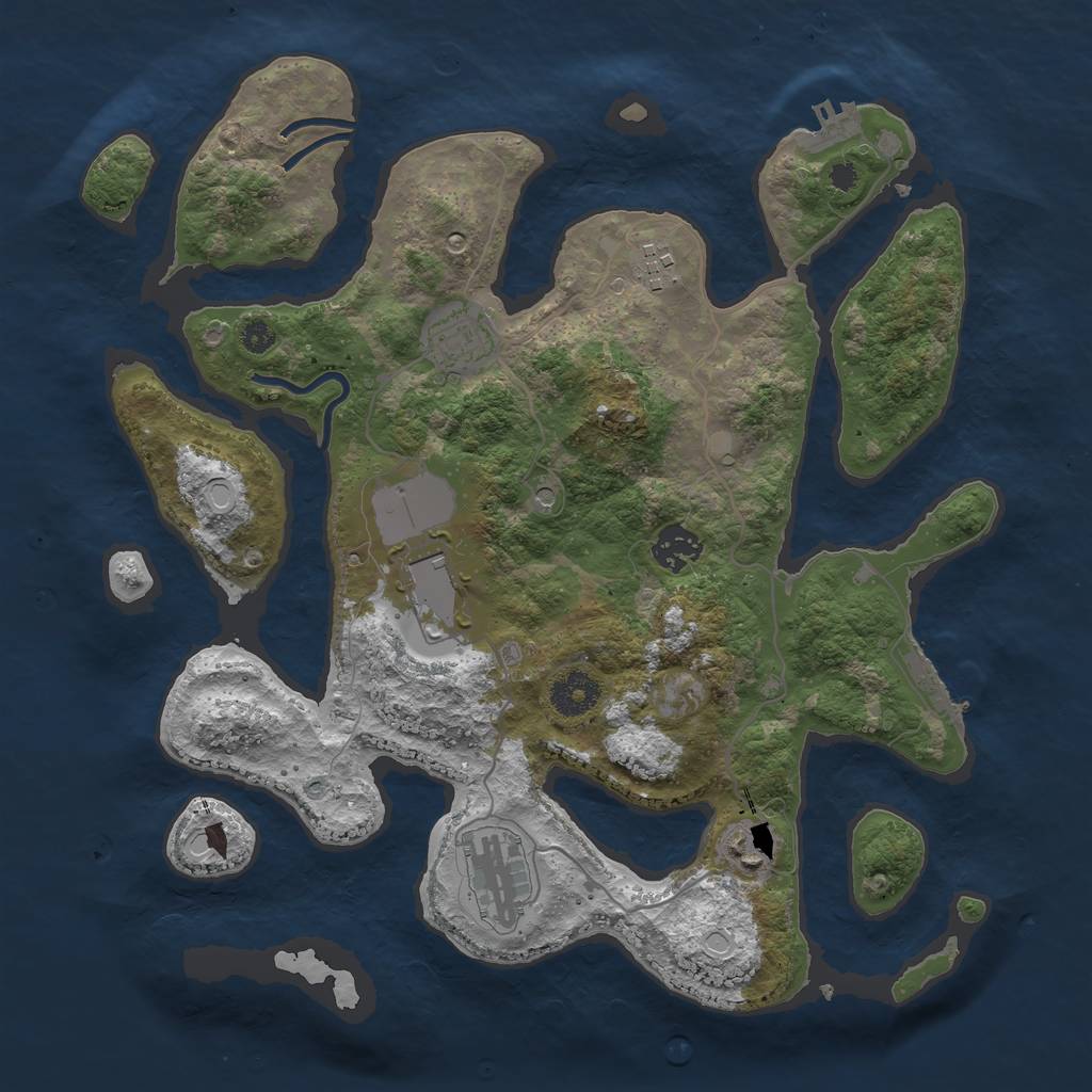 Rust Map: Procedural Map, Size: 3500, Seed: 212108365, 17 Monuments