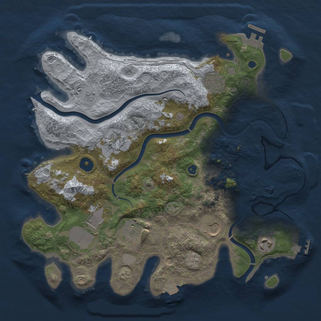 Rust Map: Procedural Map, Size: 3500, Seed: 1552154840, 13 Monuments