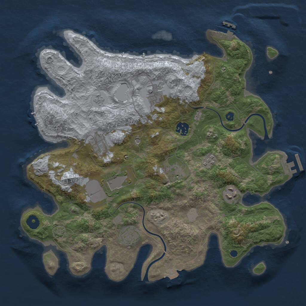 Rust Map: Procedural Map, Size: 3500, Seed: 1552154840, 14 Monuments