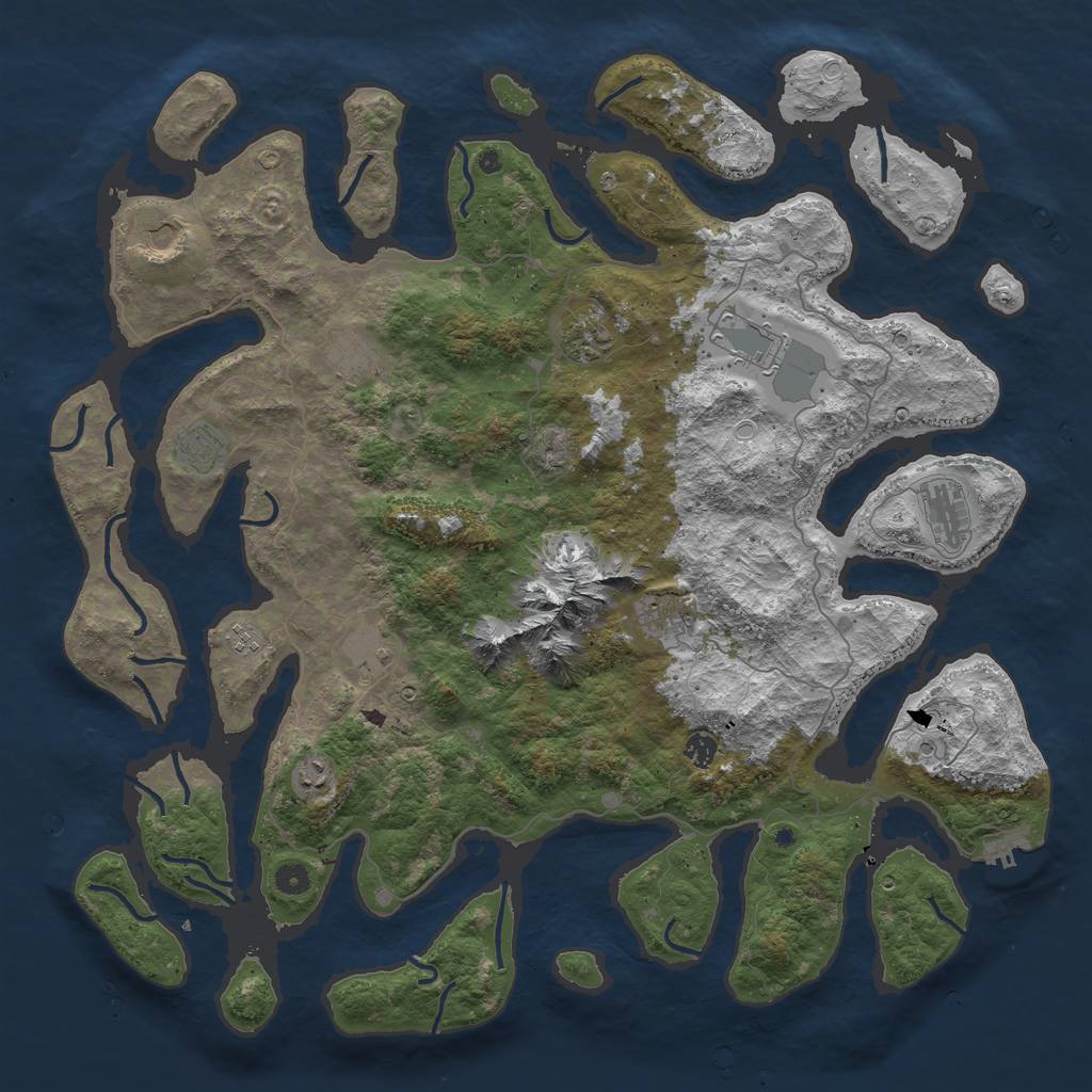 Rust Map: Procedural Map, Size: 5000, Seed: 3784, 21 Monuments