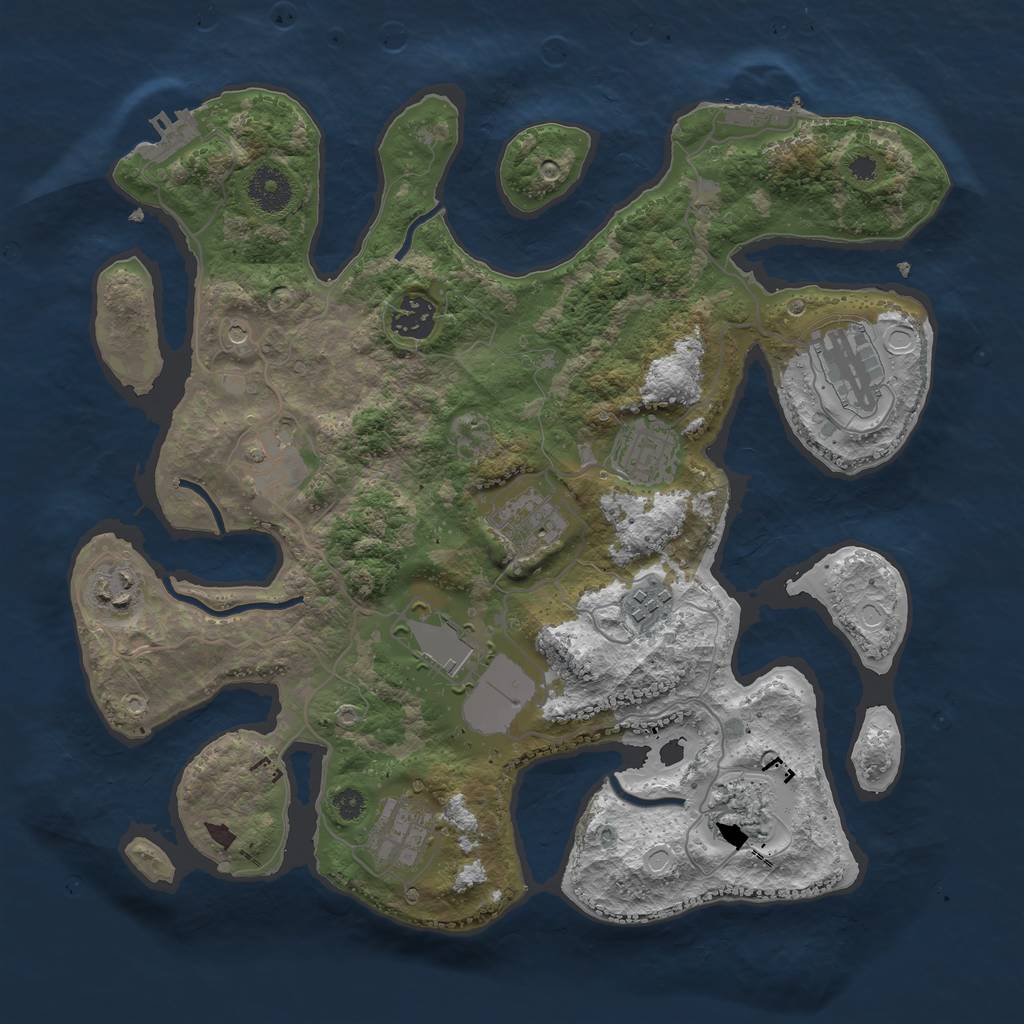 Rust Map: Procedural Map, Size: 3500, Seed: 5564352, 21 Monuments