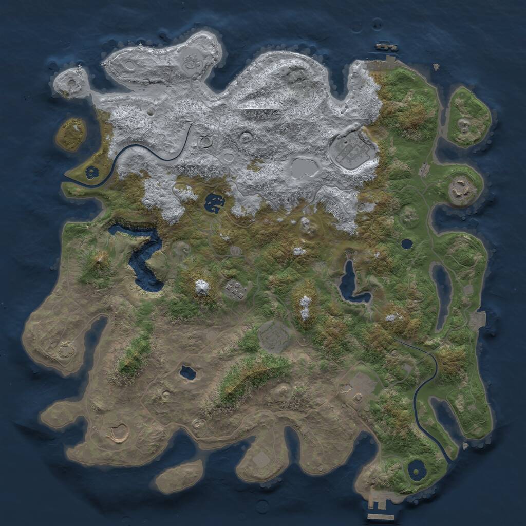 Rust Map: Procedural Map, Size: 4000, Seed: 1706950954, 13 Monuments