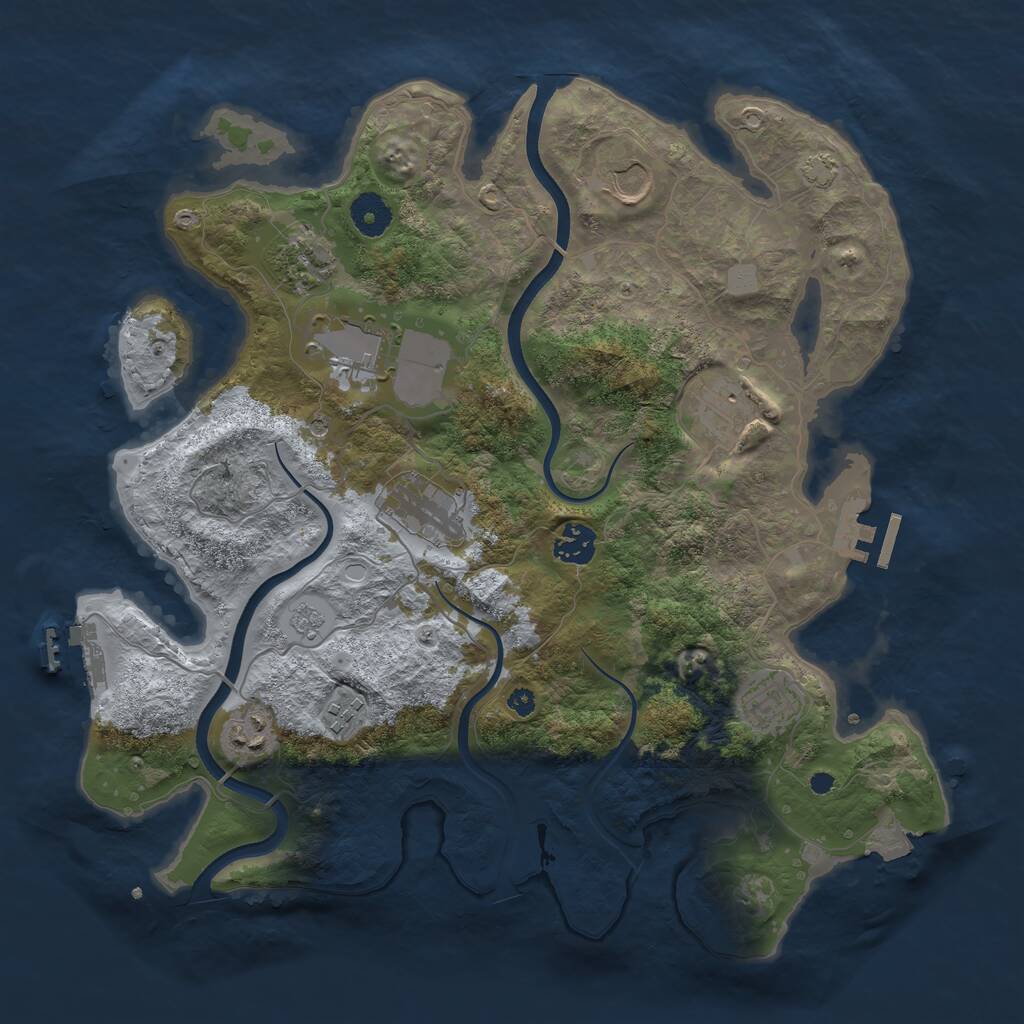 Rust Map: Procedural Map, Size: 3700, Seed: 1892374646, 15 Monuments