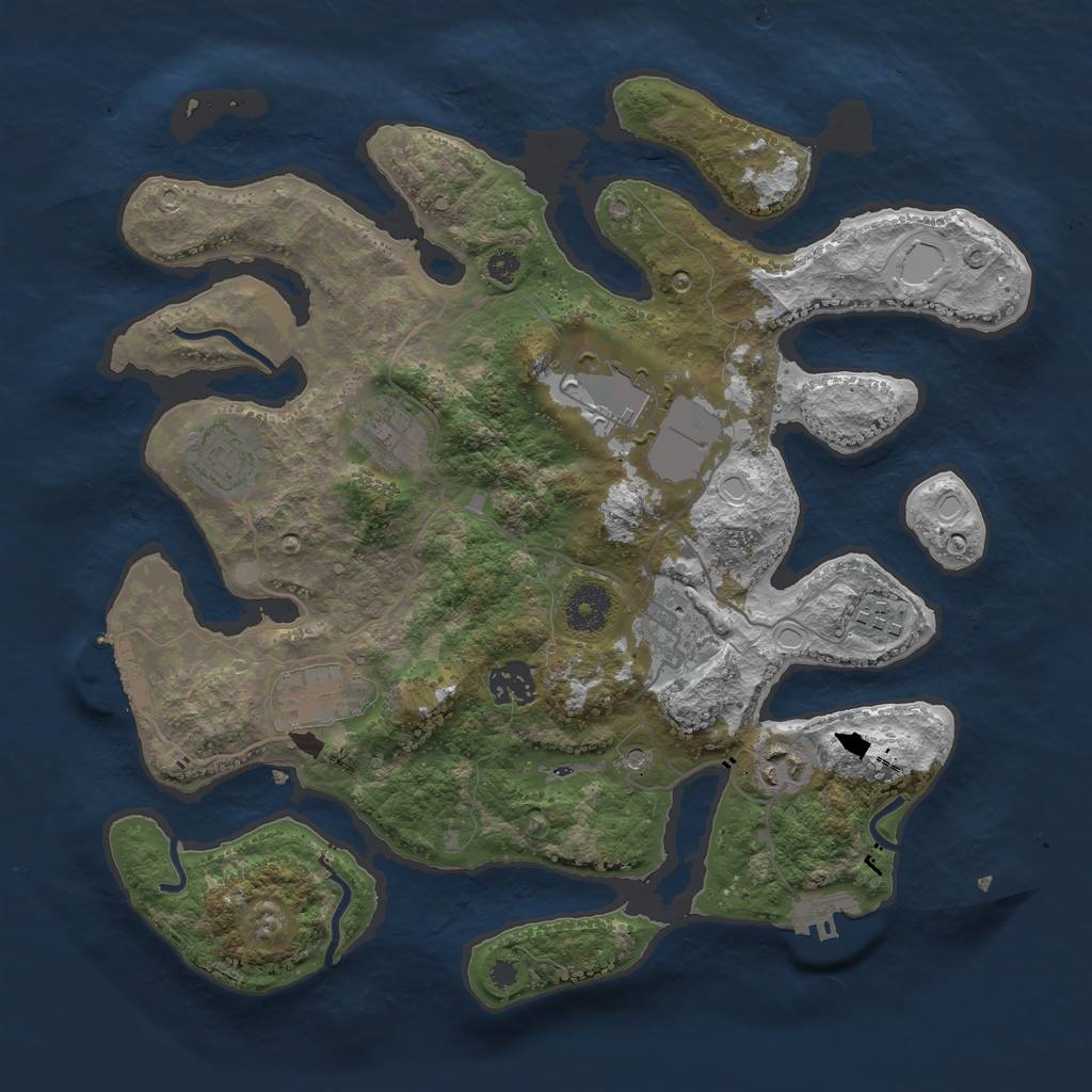 Rust Map: Procedural Map, Size: 3500, Seed: 739412, 19 Monuments