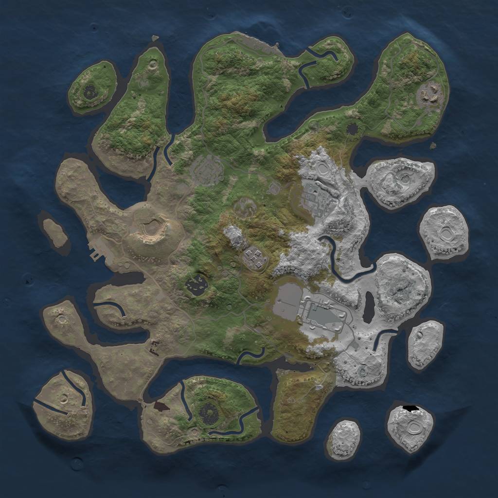 Rust Map: Procedural Map, Size: 3600, Seed: 1403471501, 18 Monuments