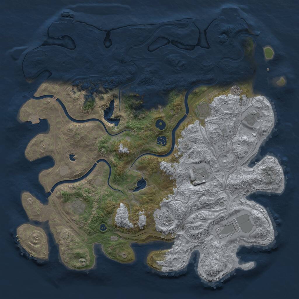 Rust Map: Procedural Map, Size: 4390, Seed: 644606415, 15 Monuments