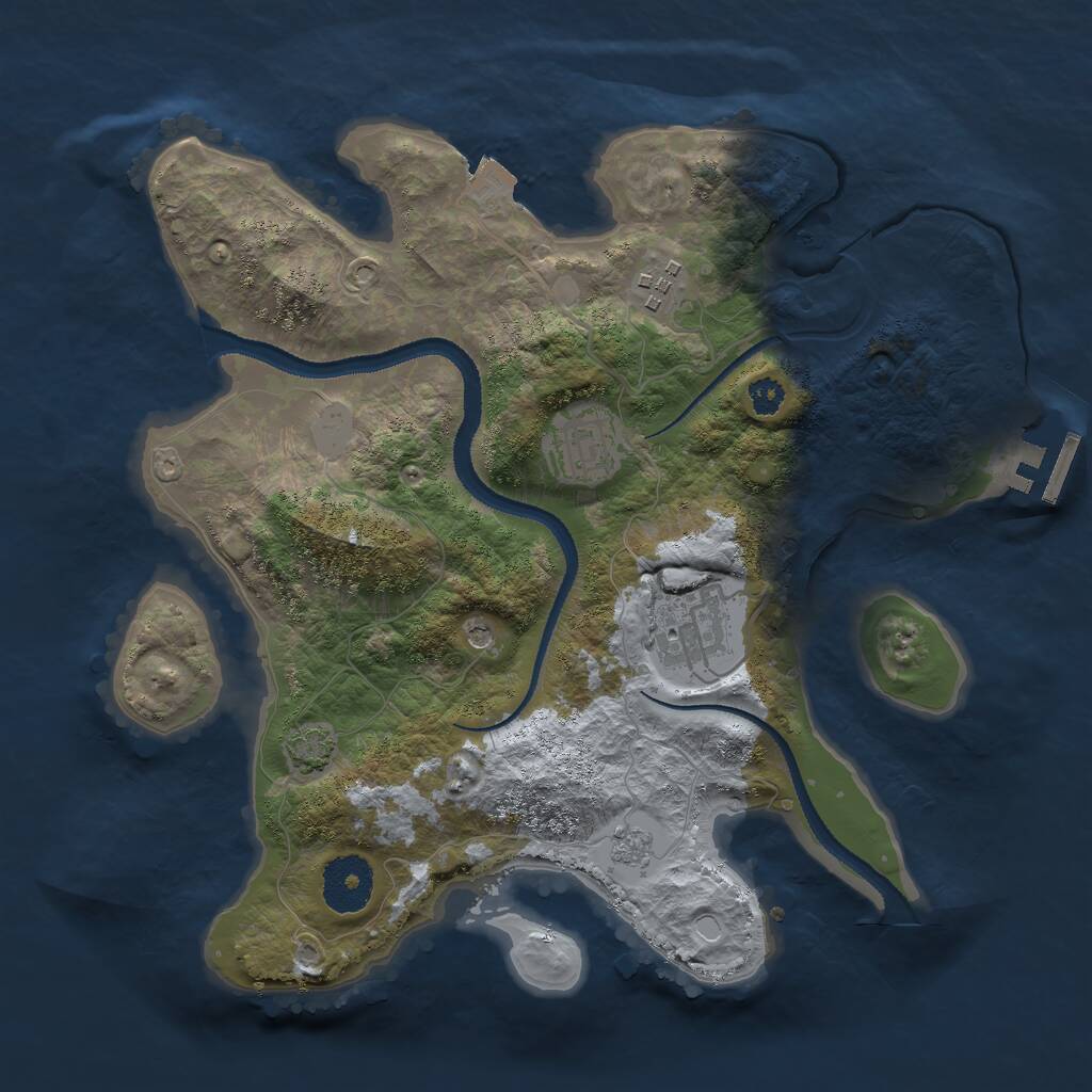 Rust Map: Procedural Map, Size: 3000, Seed: 1829347437, 8 Monuments