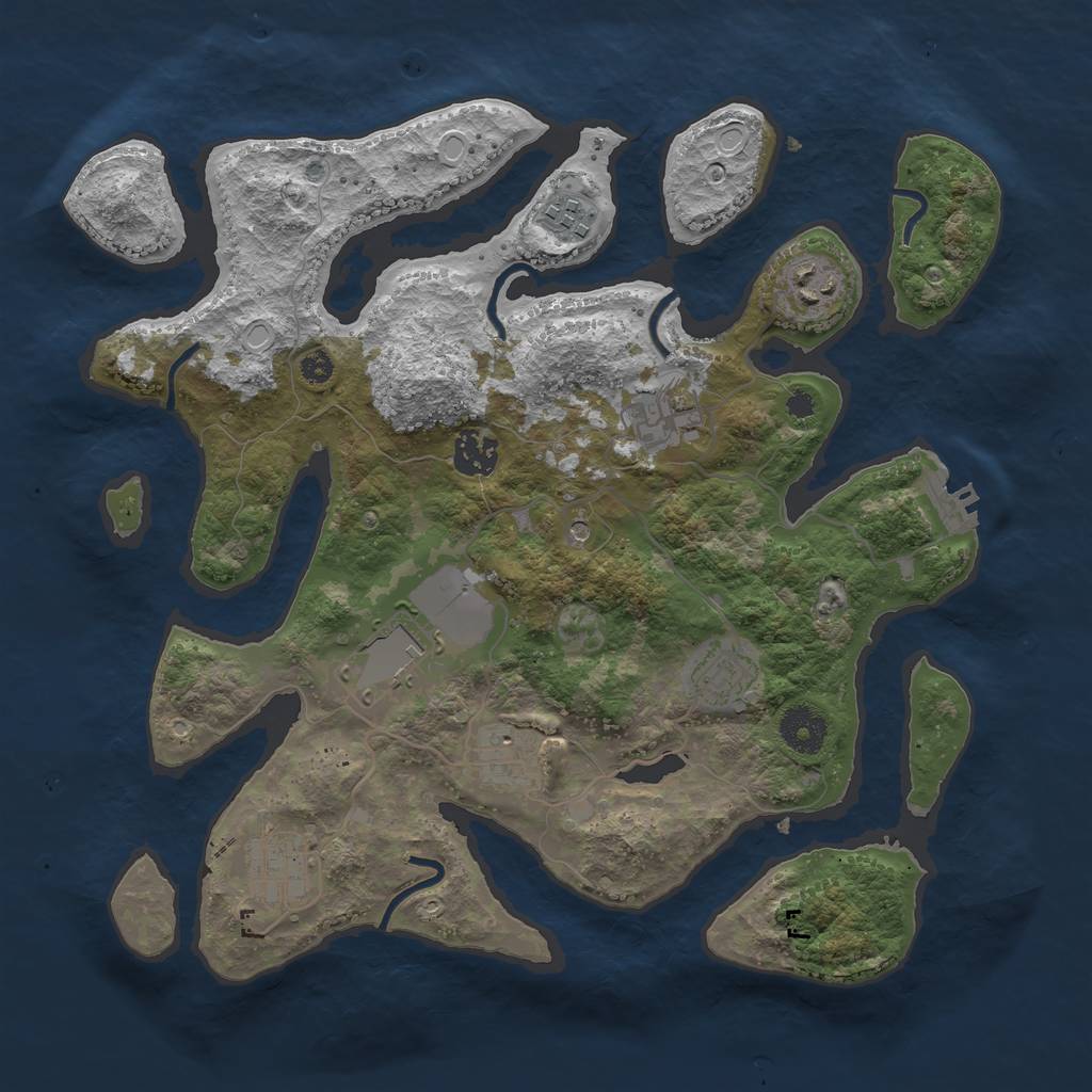 Rust Map: Procedural Map, Size: 3500, Seed: 11685126, 18 Monuments