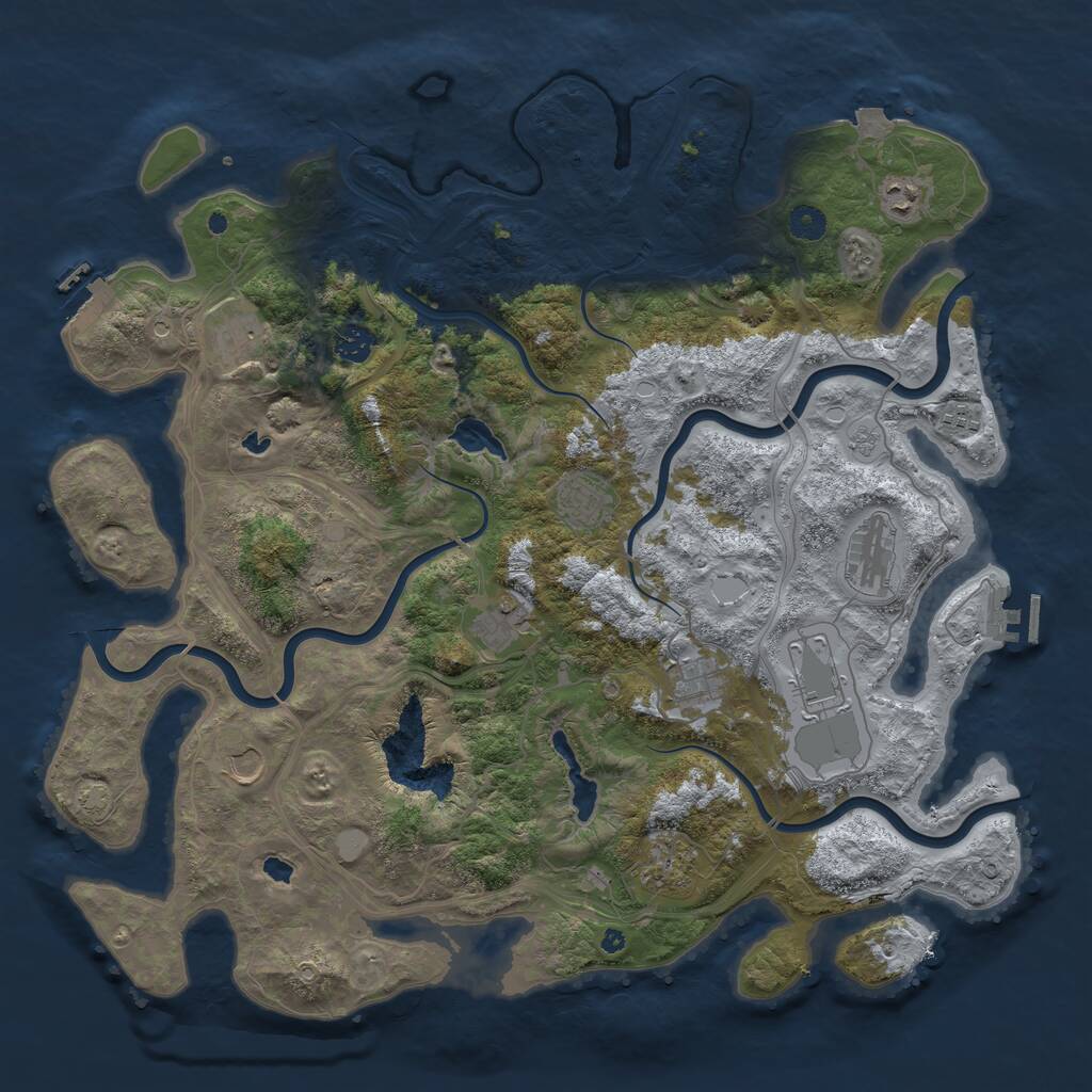 Rust Map: Procedural Map, Size: 4500, Seed: 1188567775, 17 Monuments