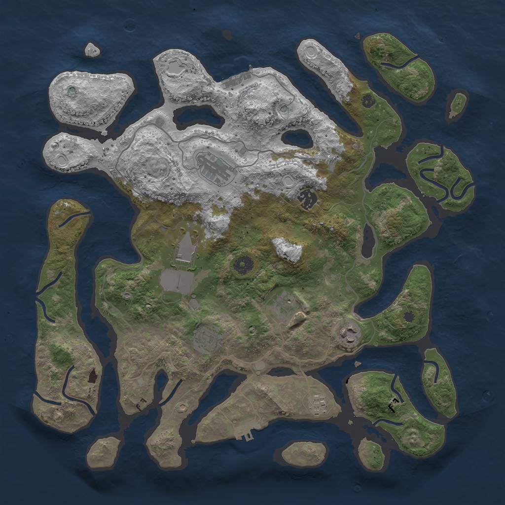 Rust Map: Procedural Map, Size: 4000, Seed: 1234322890, 18 Monuments