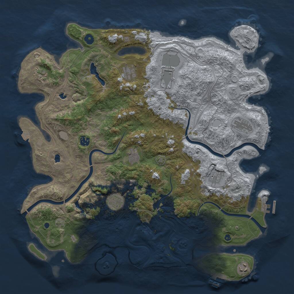 Rust Map: Procedural Map, Size: 4500, Seed: 800168575, 16 Monuments