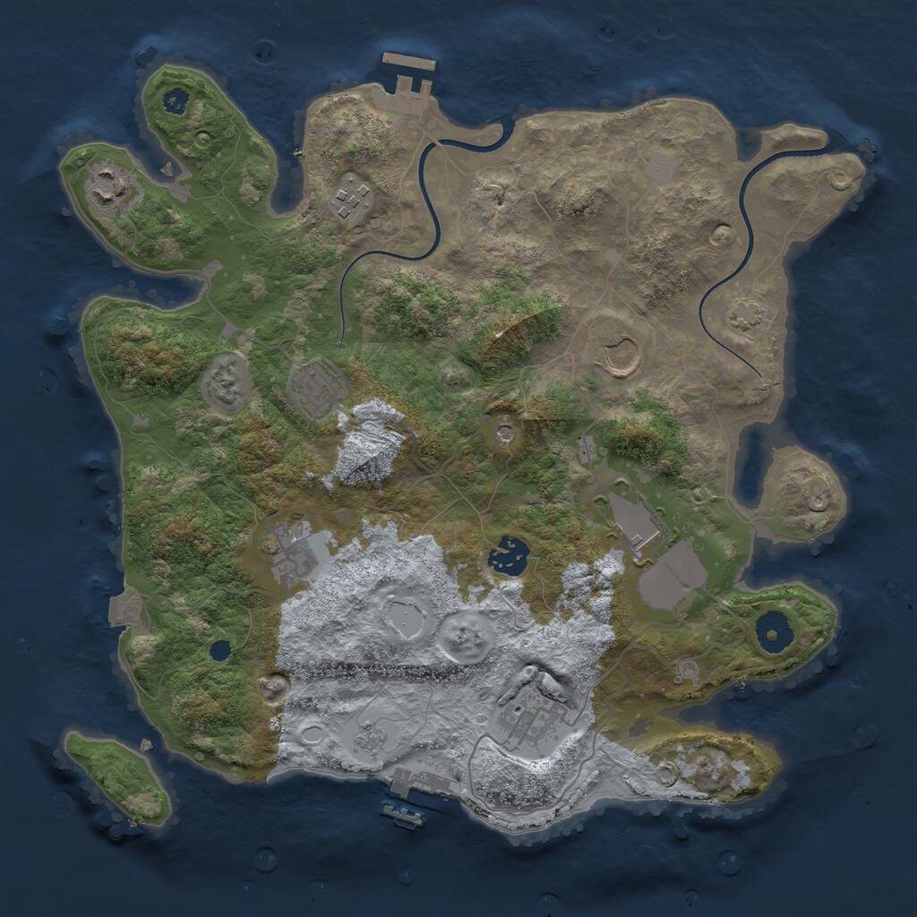 Rust Map: Procedural Map, Size: 3500, Seed: 2101975000, 14 Monuments