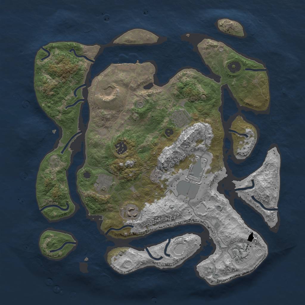 Rust Map: Procedural Map, Size: 3750, Seed: 91209, 18 Monuments