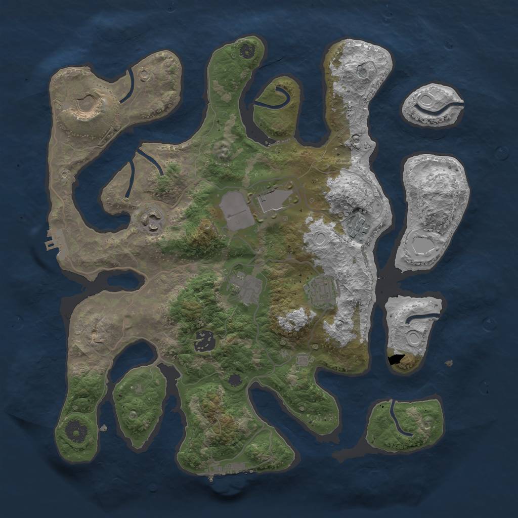Rust Map: Procedural Map, Size: 3500, Seed: 33318171, 17 Monuments