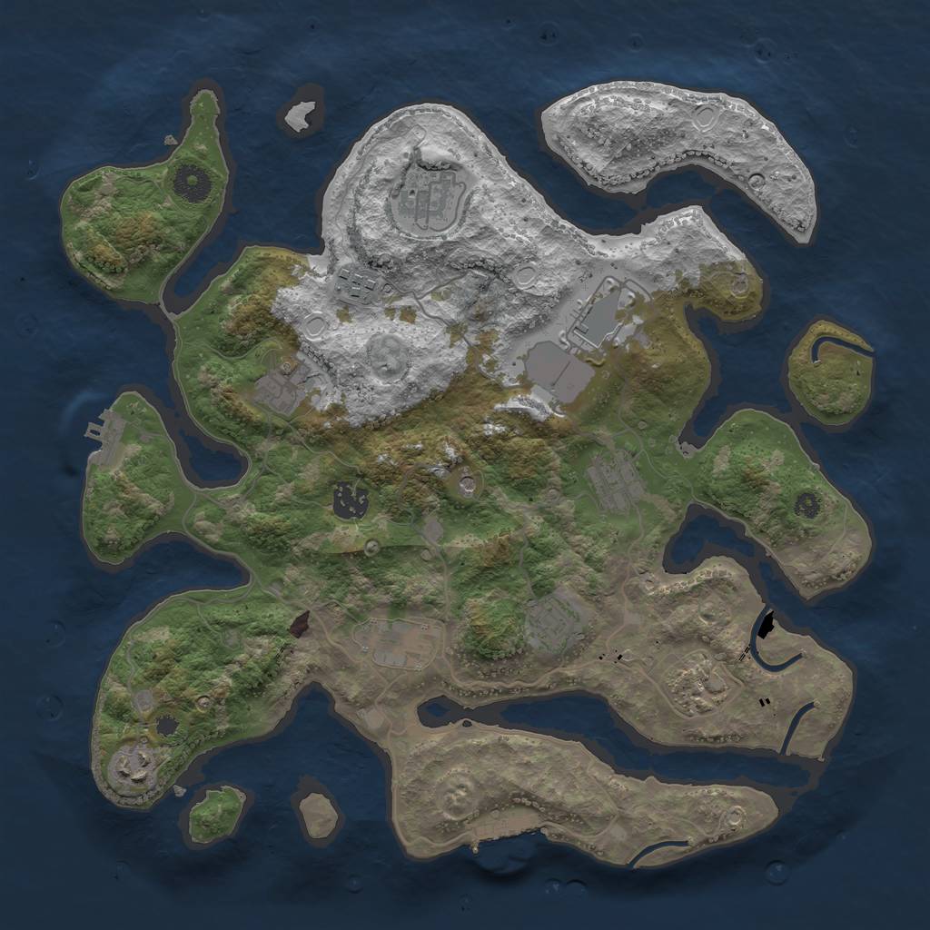 Rust Map: Procedural Map, Size: 3700, Seed: 95585318, 21 Monuments