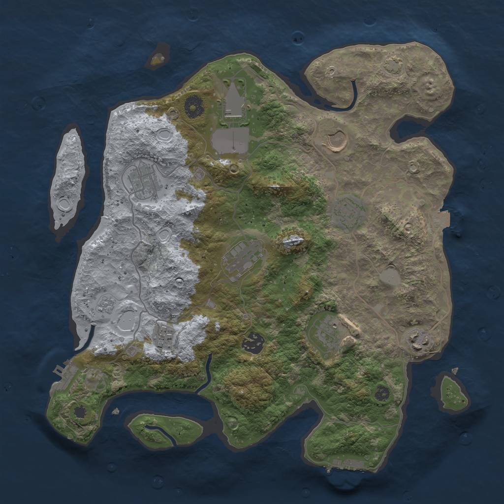 Rust Map: Procedural Map, Size: 3500, Seed: 1741466536, 16 Monuments