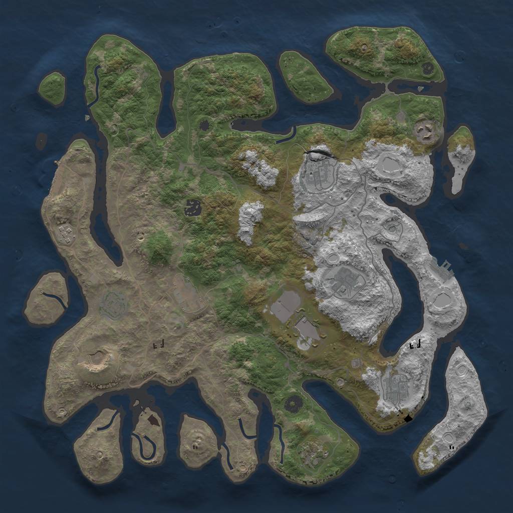 Rust Map: Procedural Map, Size: 4300, Seed: 35773834, 22 Monuments