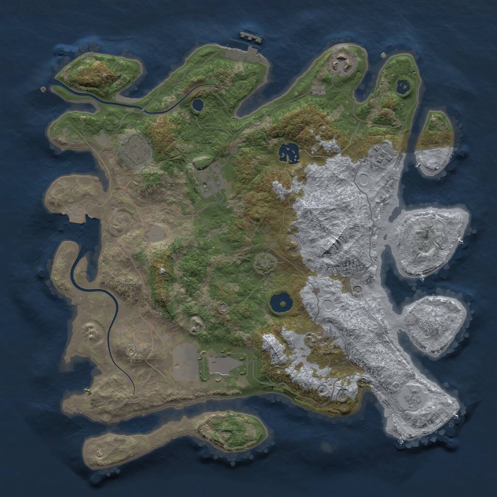 Rust Map: Procedural Map, Size: 3500, Seed: 998975890, 12 Monuments