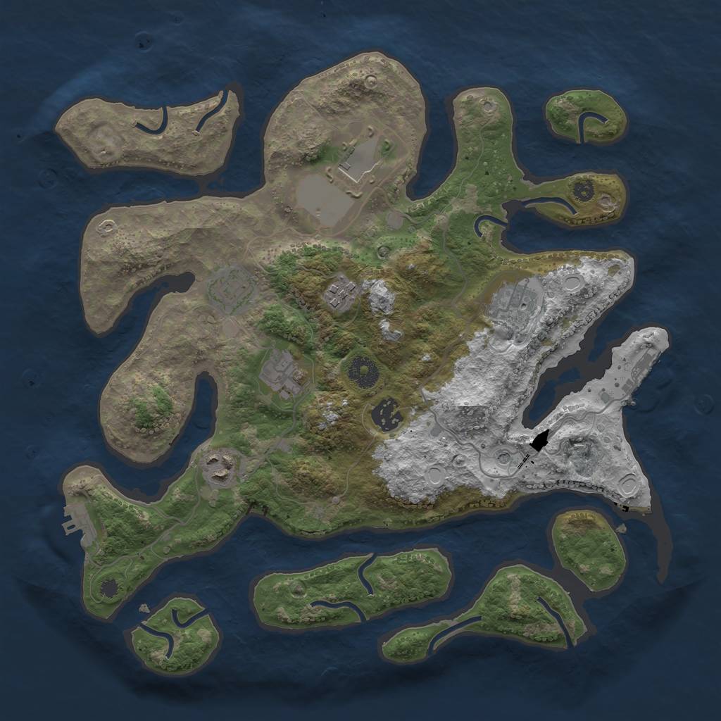 Rust Map: Procedural Map, Size: 3500, Seed: 134120199, 18 Monuments