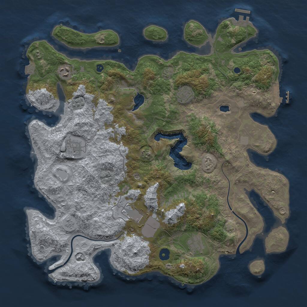 Rust Map: Procedural Map, Size: 4000, Seed: 3112, 12 Monuments