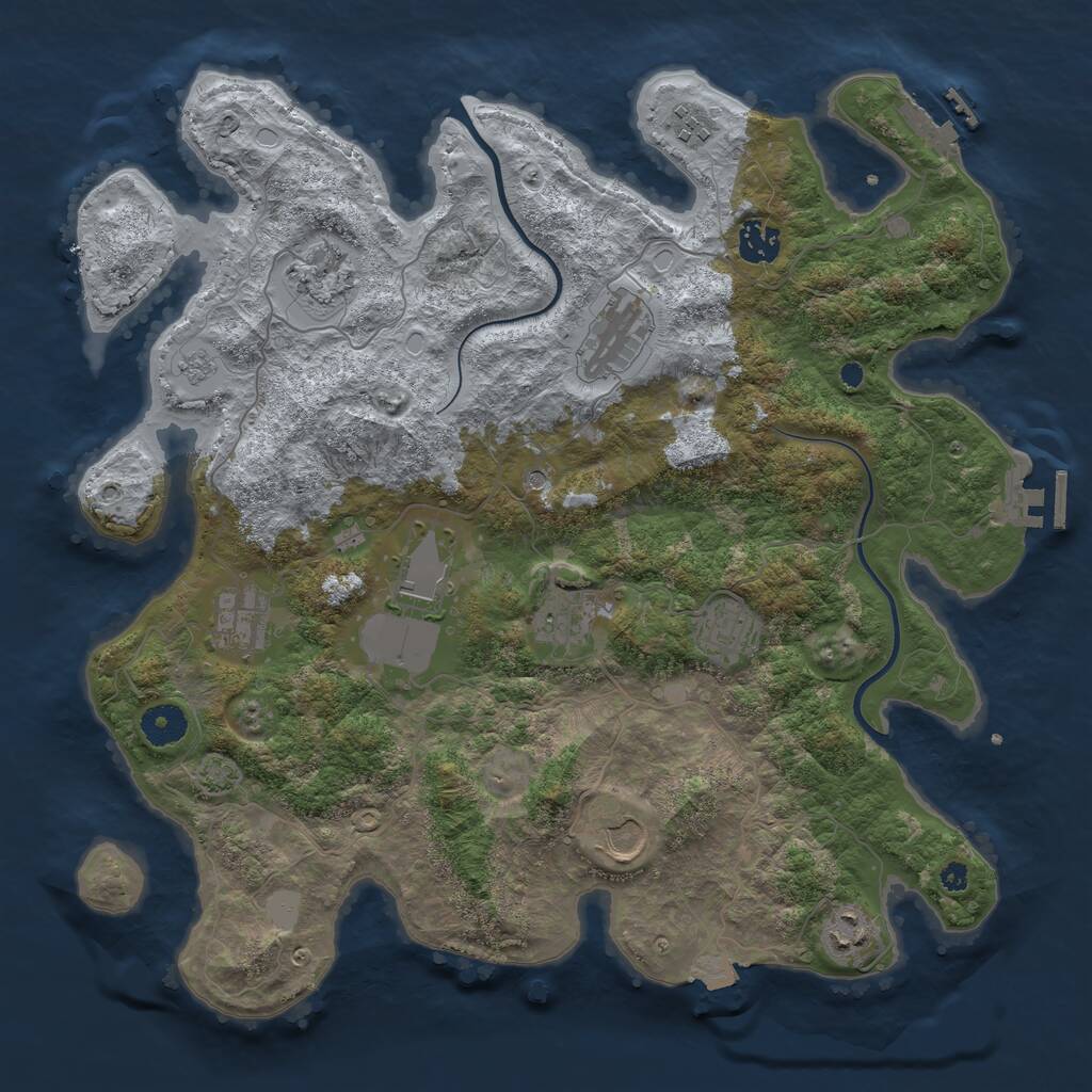 Rust Map: Procedural Map, Size: 3800, Seed: 205634, 16 Monuments