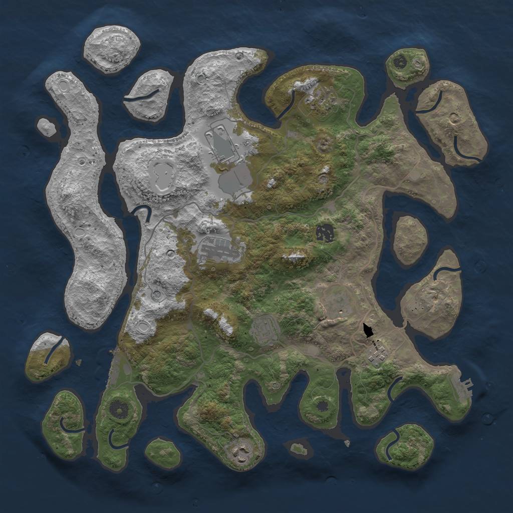 Rust Map: Procedural Map, Size: 4000, Seed: 24290, 19 Monuments