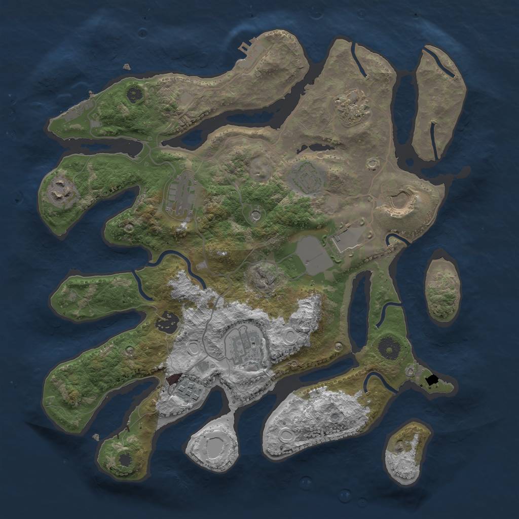 Rust Map: Procedural Map, Size: 3529, Seed: 3619, 20 Monuments