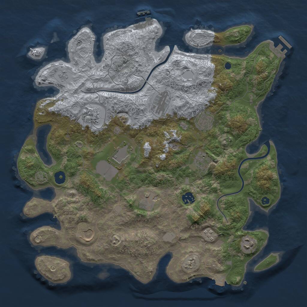 Rust Map: Procedural Map, Size: 3800, Seed: 17652, 16 Monuments