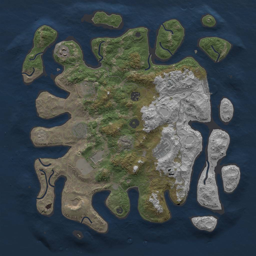 Rust Map: Procedural Map, Size: 4000, Seed: 256485, 18 Monuments