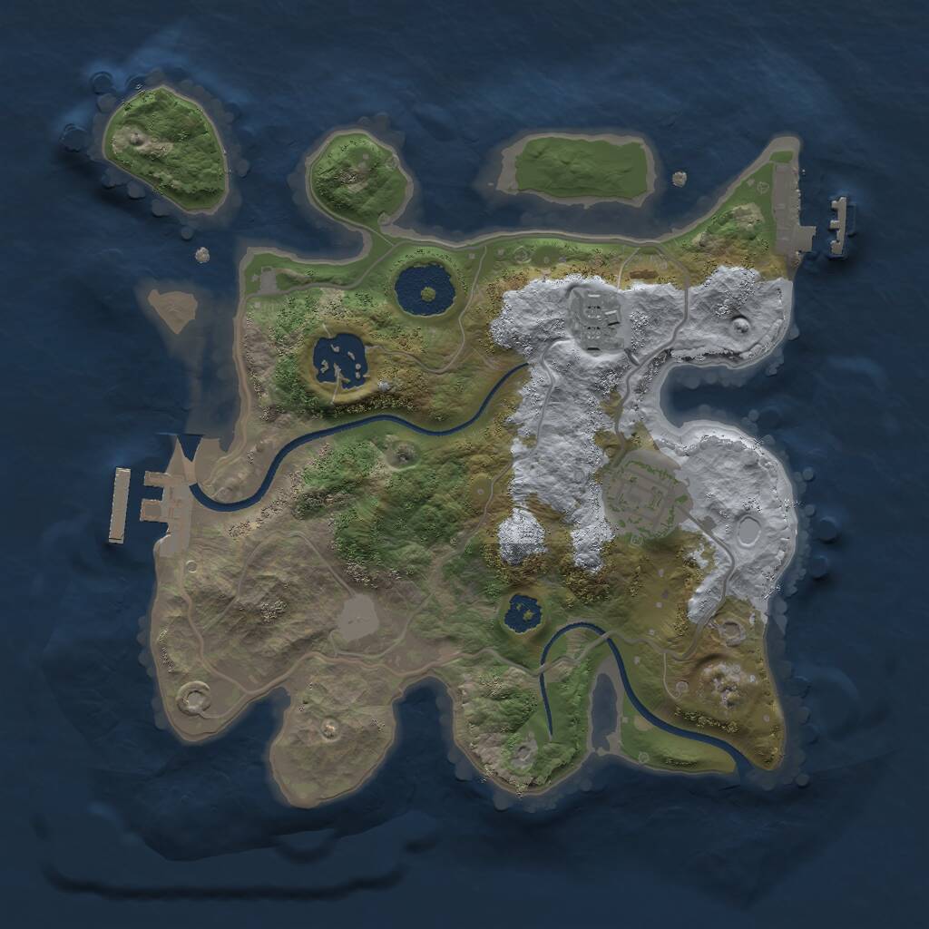 Rust Map: Procedural Map, Size: 2500, Seed: 25777, 6 Monuments