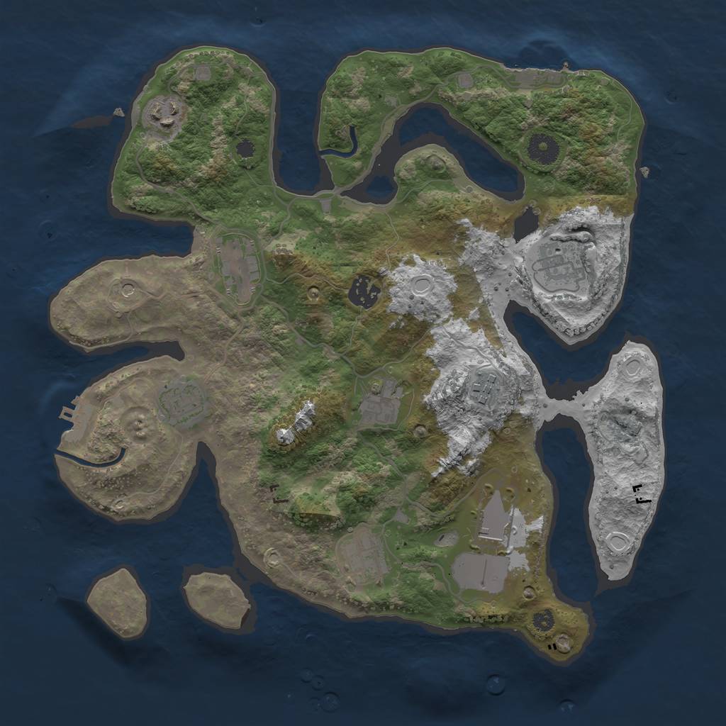 Rust Map: Procedural Map, Size: 3500, Seed: 1925845345, 20 Monuments