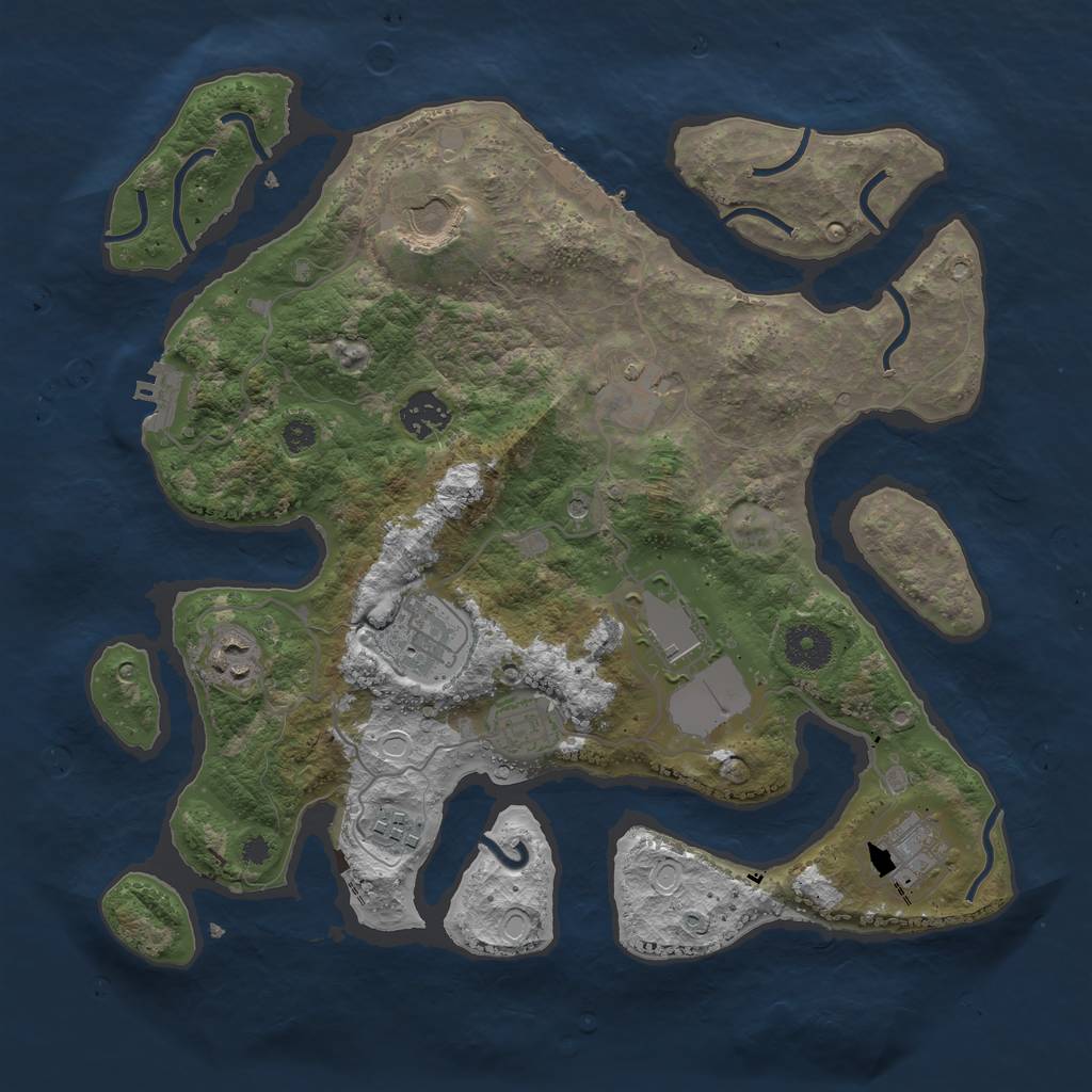 Rust Map: Procedural Map, Size: 3500, Seed: 51255340, 20 Monuments