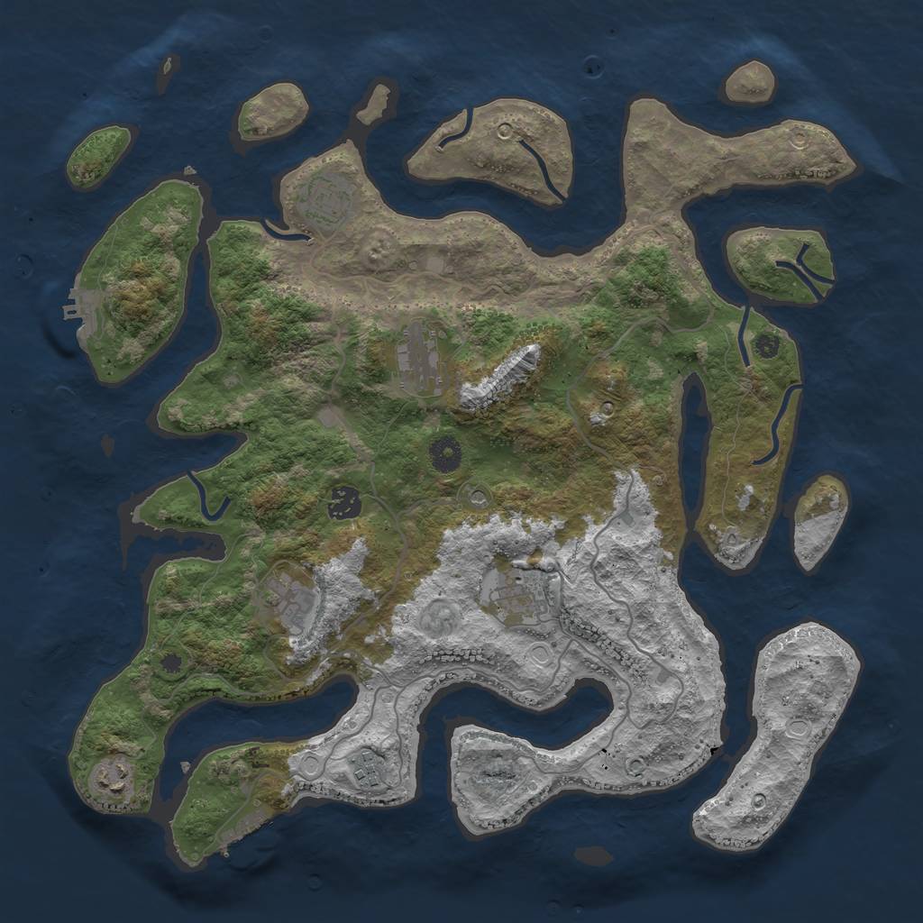 Rust Map: Procedural Map, Size: 4000, Seed: 238151083, 18 Monuments