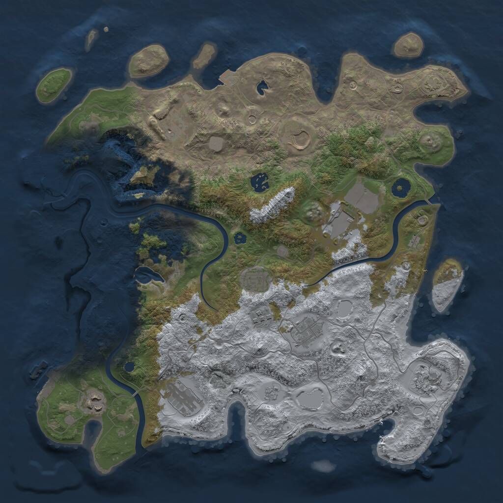 Rust Map: Procedural Map, Size: 4000, Seed: 238151083, 16 Monuments
