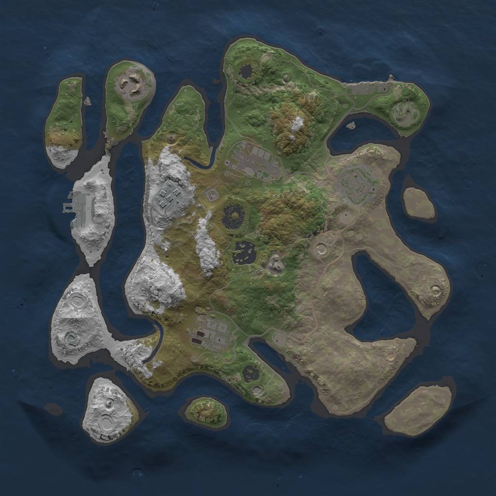 Rust Map: Procedural Map, Size: 3000, Seed: 1460235308, 17 Monuments