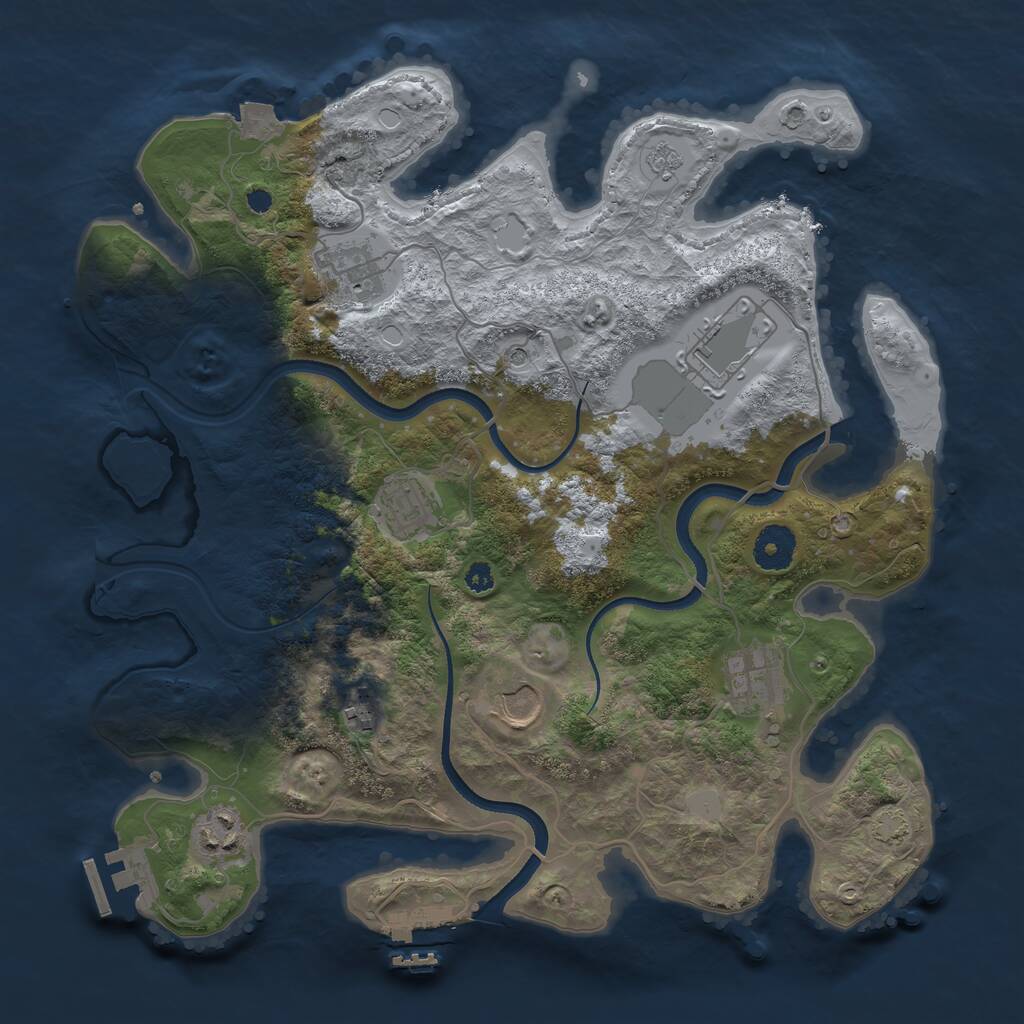 Rust Map: Procedural Map, Size: 3500, Seed: 1411847, 13 Monuments