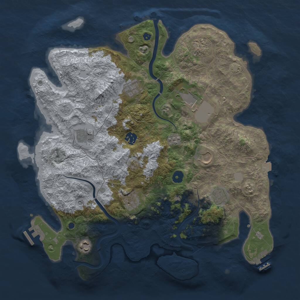Rust Map: Procedural Map, Size: 3850, Seed: 207372038, 16 Monuments