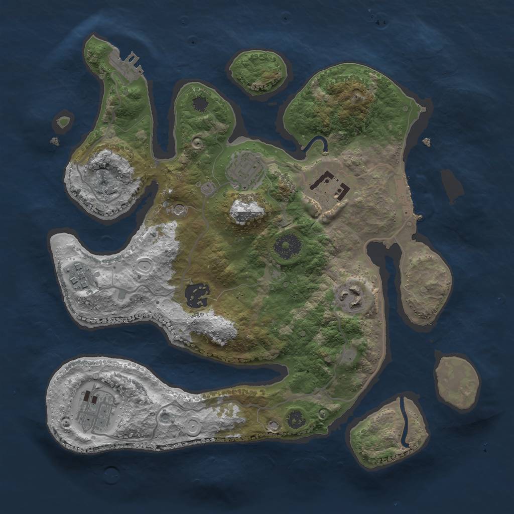 Rust Map: Procedural Map, Size: 3000, Seed: 1187778385, 17 Monuments