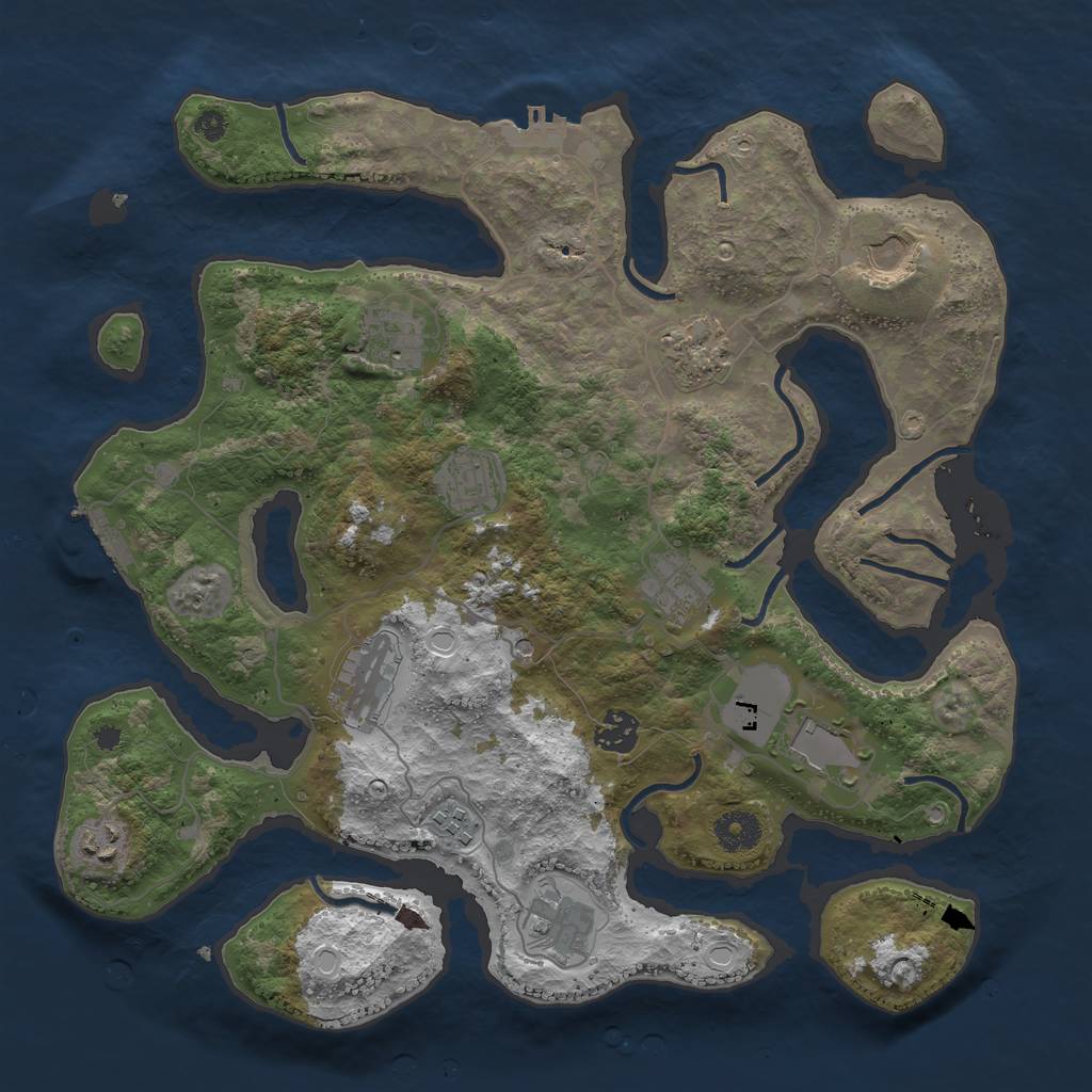 Rust Map: Procedural Map, Size: 3700, Seed: 764009790, 22 Monuments