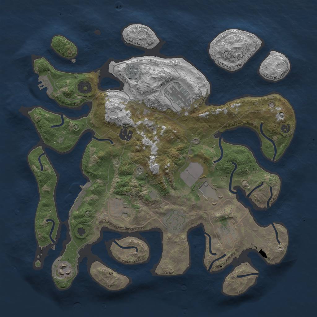 Rust Map: Procedural Map, Size: 3500, Seed: 79136172, 19 Monuments