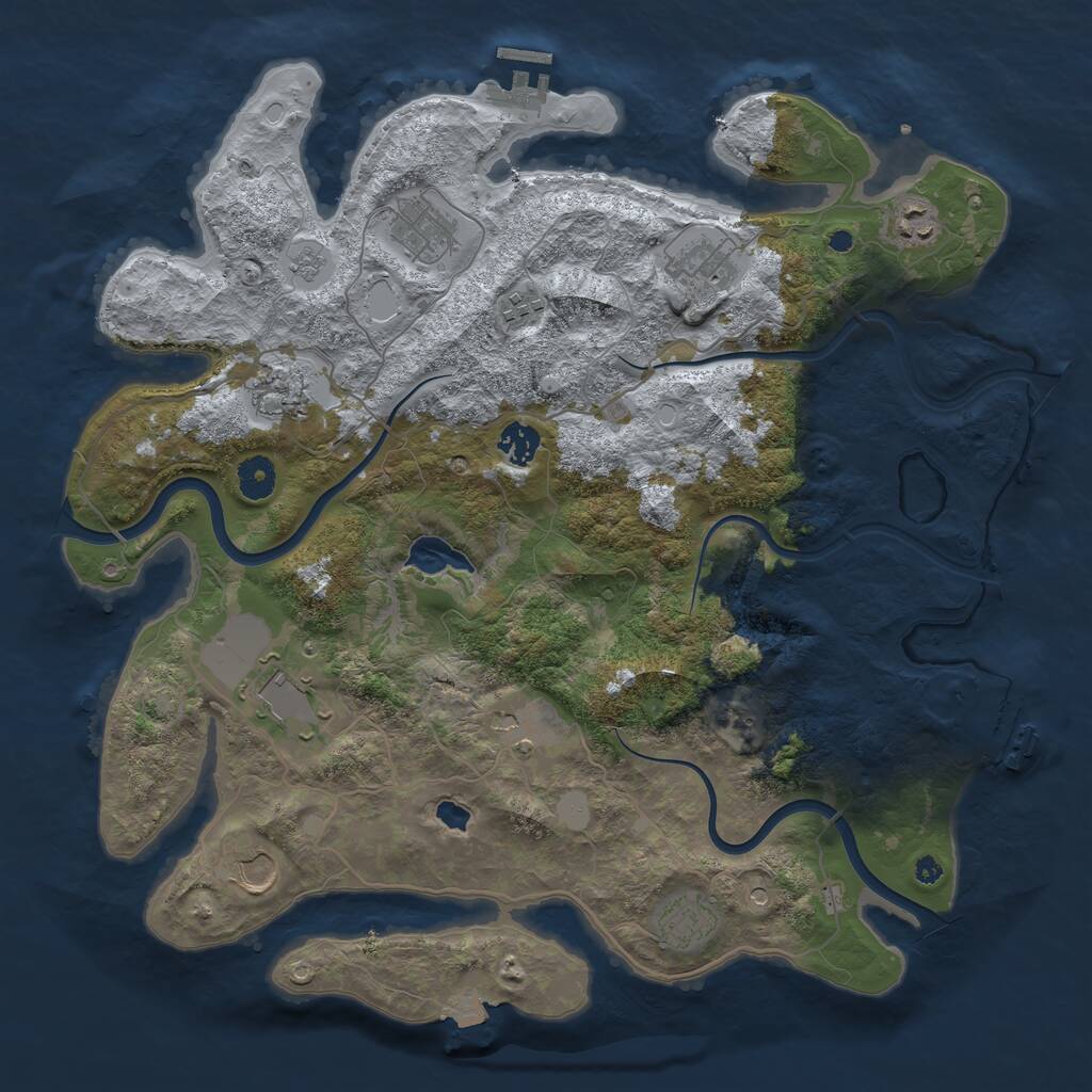Rust Map: Procedural Map, Size: 4000, Seed: 5354812, 16 Monuments