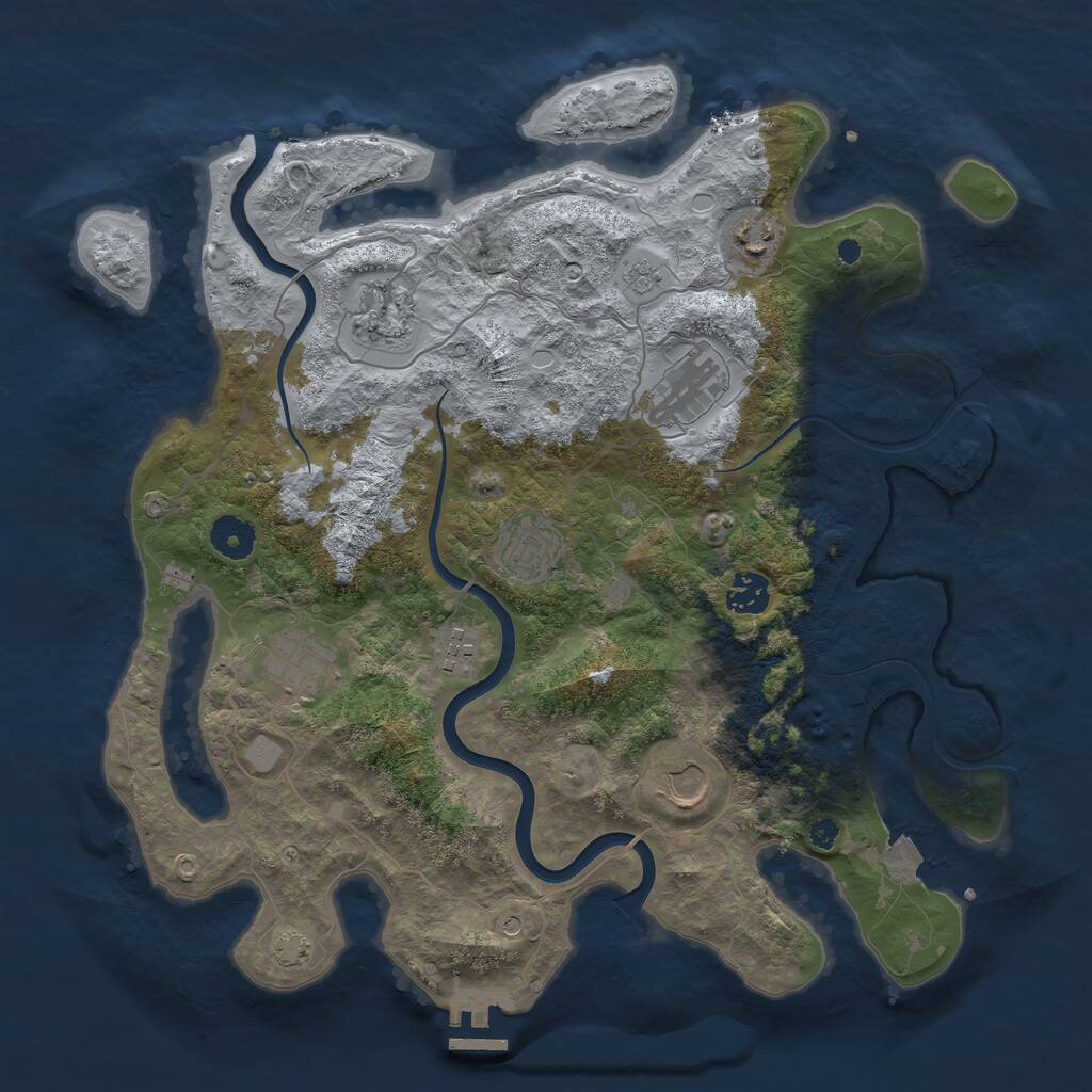 Rust Map: Procedural Map, Size: 3750, Seed: 779088430, 13 Monuments