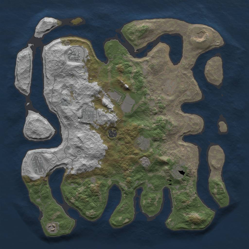 Rust Map: Barren, Size: 4250, Seed: 860478135, 14 Monuments