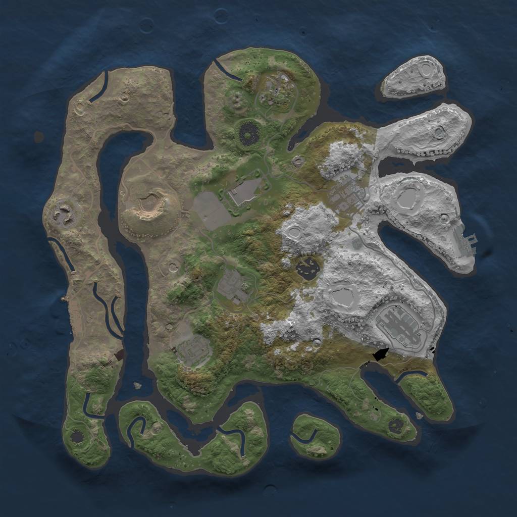 Rust Map: Procedural Map, Size: 3500, Seed: 1701532598, 20 Monuments