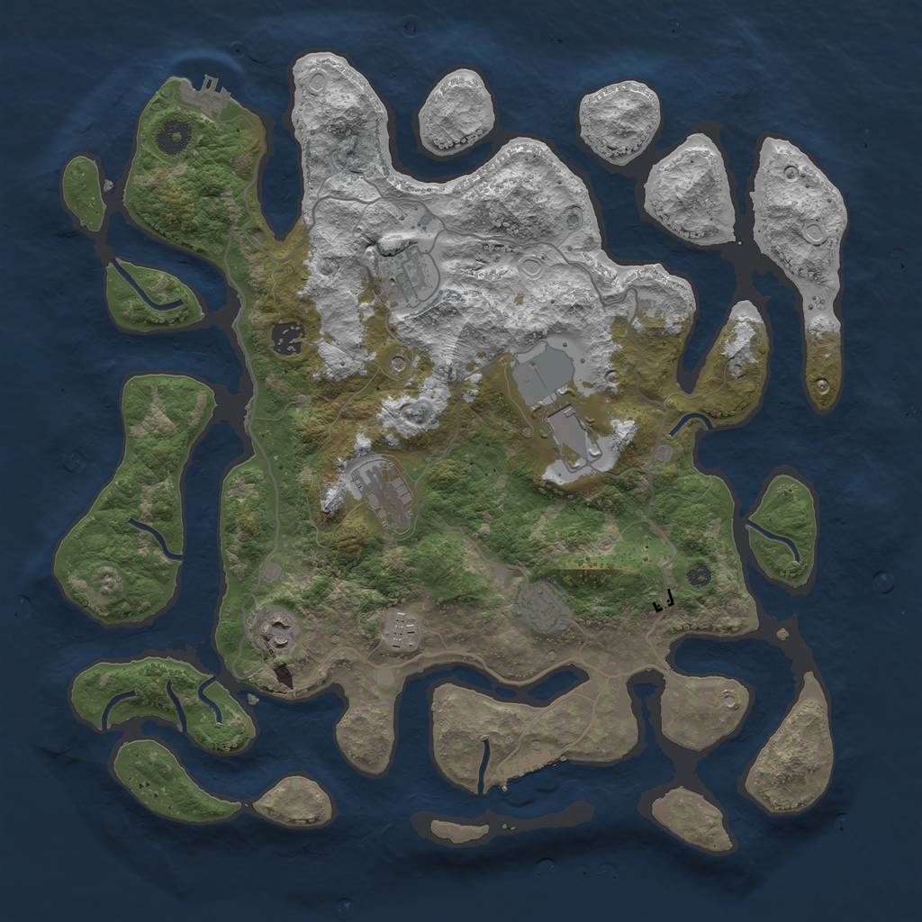 Rust Map: Procedural Map, Size: 4000, Seed: 2032247486, 18 Monuments