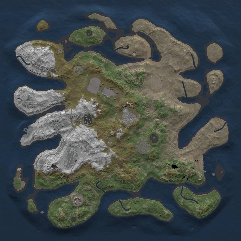 Rust Map: Procedural Map, Size: 4000, Seed: 1939883020, 19 Monuments