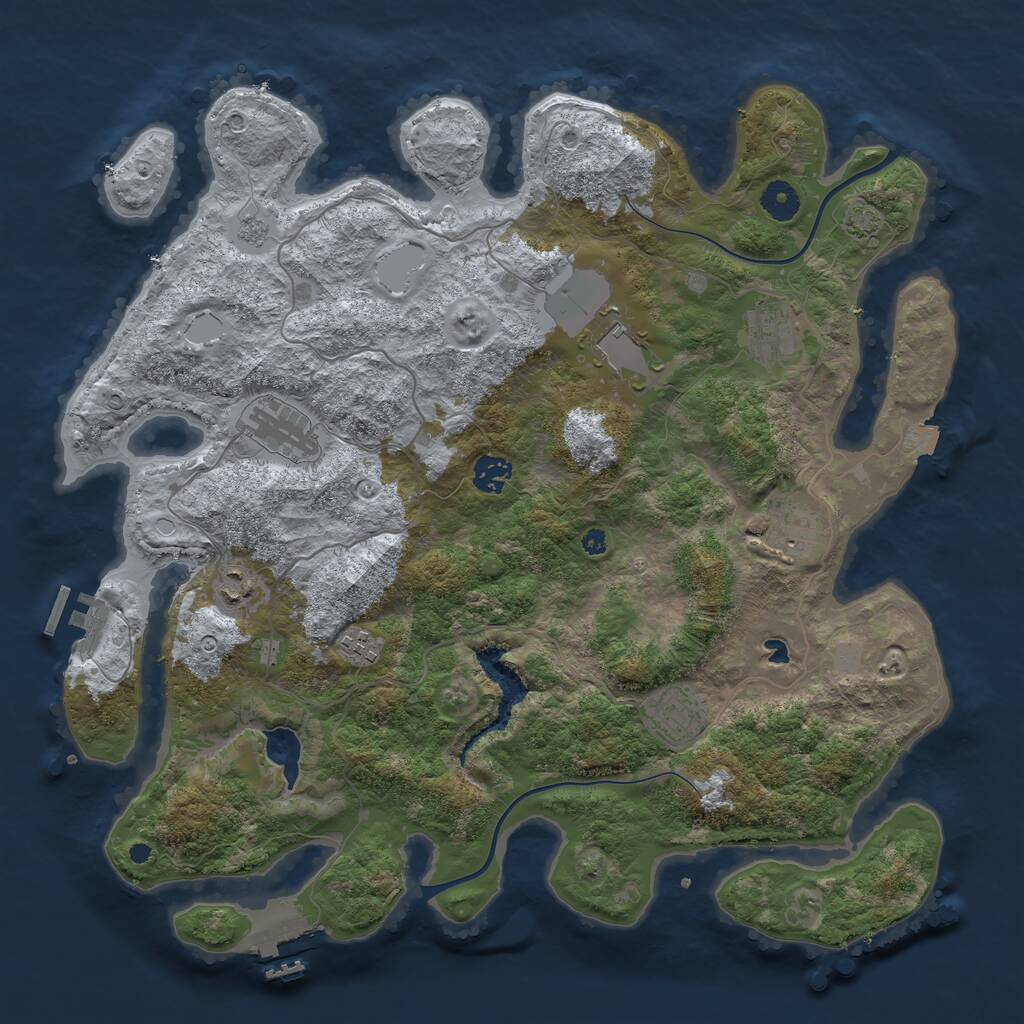 Rust Map: Procedural Map, Size: 4000, Seed: 983664, 13 Monuments