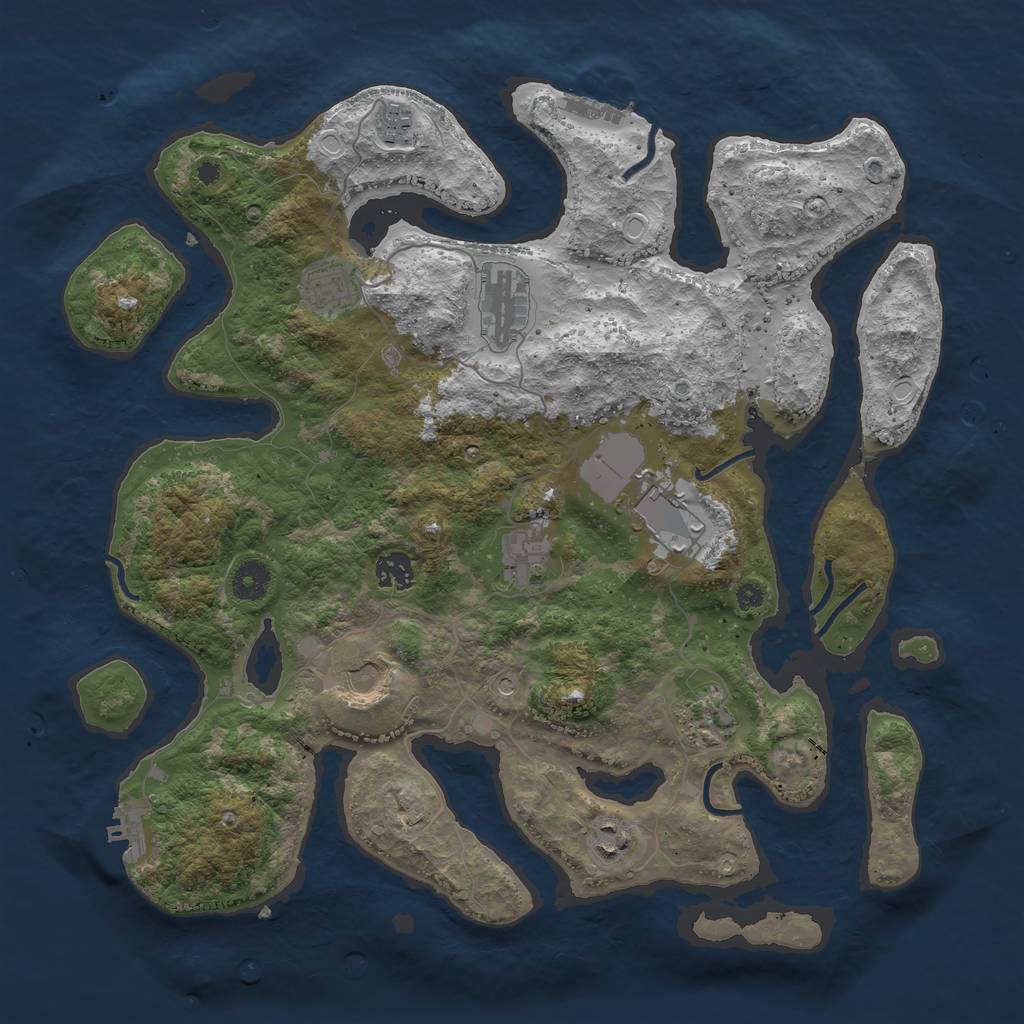 Rust Map: Procedural Map, Size: 3950, Seed: 1012170744, 20 Monuments