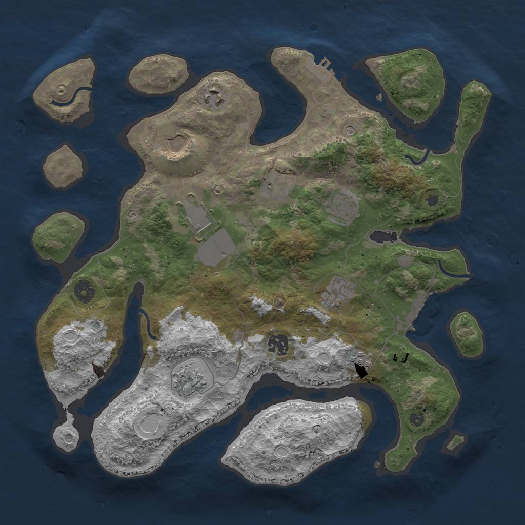 Rust Map: Procedural Map, Size: 3650, Seed: 242255175, 20 Monuments