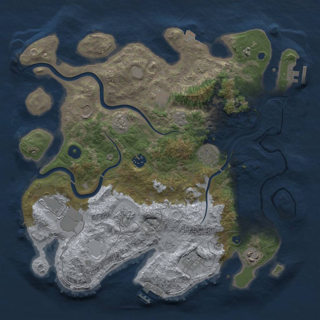 Rust Map: Procedural Map, Size: 3650, Seed: 242255175, 15 Monuments